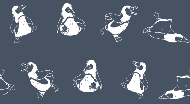 Frise de pingouins dessinés par Azmar