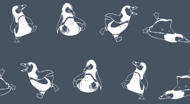 Frise de pingouins dessinés par Azmar