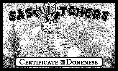"Certificate of Doneness" du jeu Sasquatchers sur Playdate.