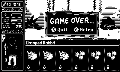 Game over lapins dans Inventory Hero sur Playdate
